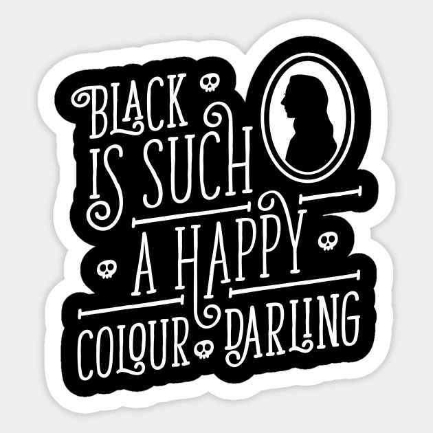 Morticia Addams - Black Happy Colour - Typography Sticker by RetroReview